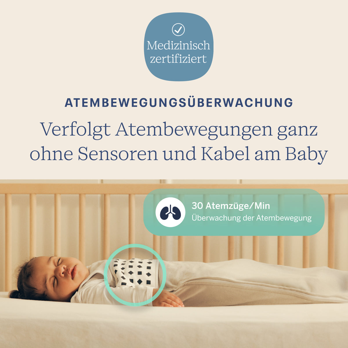 | Nanit Atemüberwachung verfolgt die Atembewegungen deines Babys ohne Kabel oder Sensoren mit dem Nanit Atemband