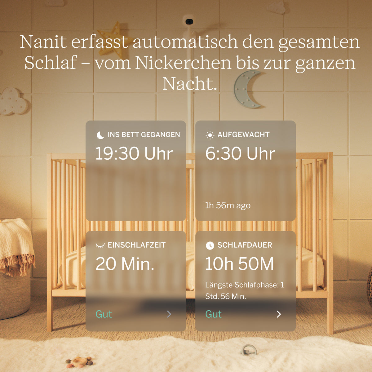 | Nanit Smart Baby Monitor mit automatischem Schlaftracking und personalisierten Einblicken in den Babyschlaf